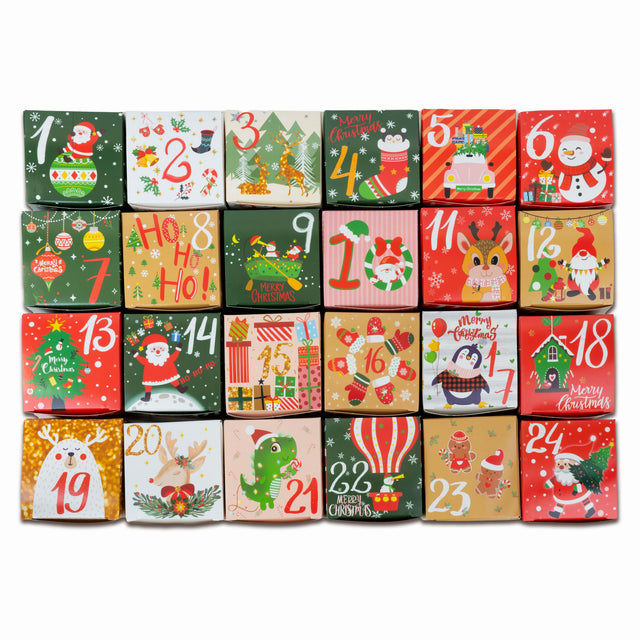 Weihnachtliches buntes Boxen-Set für Adventskalender 24-tlg.