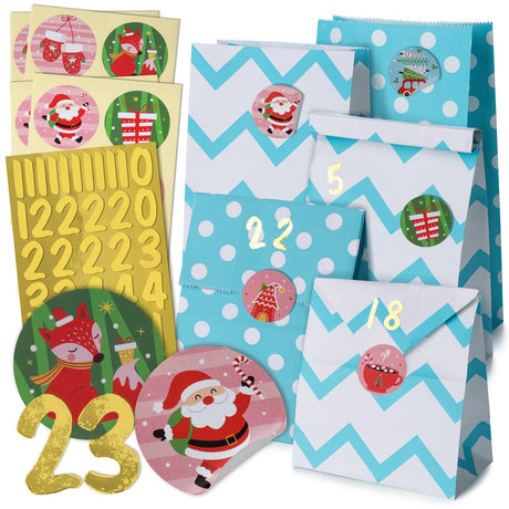 Adventskalender Blaue Tüten 24St.