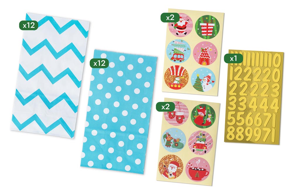 Adventskalender Blaue Tüten 24St.