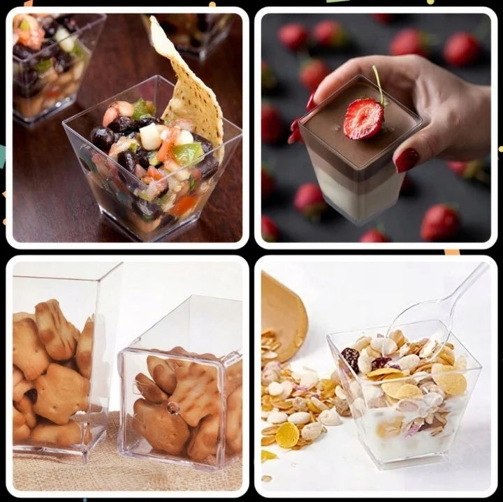 Dessertbecher 58 ml, 50 Stück + Löffel, 50 Stück