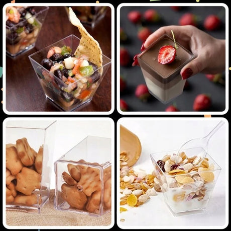 Dessertbecher 58 ml, 50 Stück + Löffel, 50 Stück