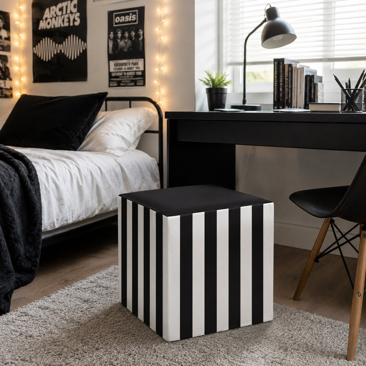 Sitzwürfel Pouf 40x40x40 cm - Bunte Streifen