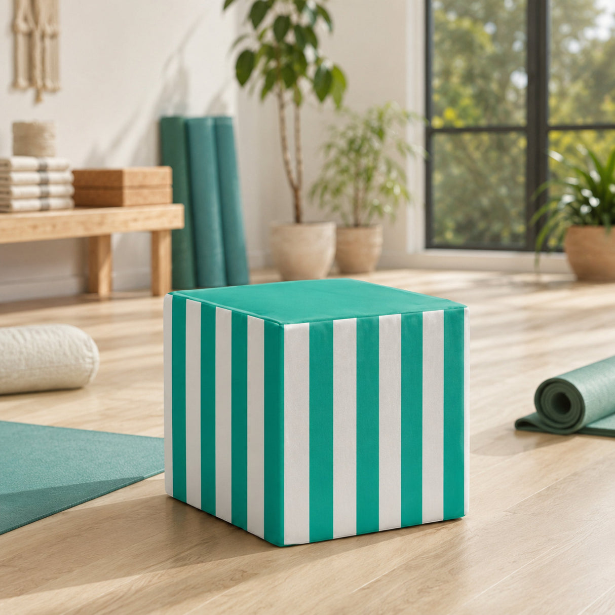 Sitzwürfel Pouf 40x40x40 cm - Bunte Streifen