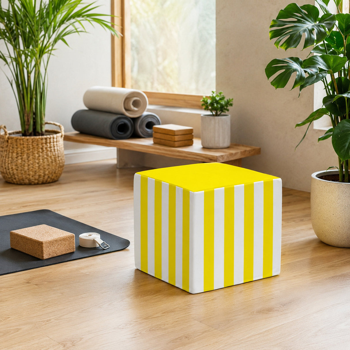 Sitzwürfel Pouf 40x40x40 cm - Bunte Streifen
