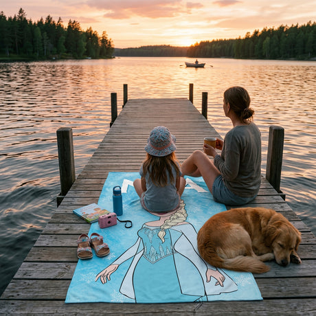 Mikrofaser Strandhandtuch 150x80 cm für Kinder – Die Eiskönigin (Frozen) Motiv mit Wunschname