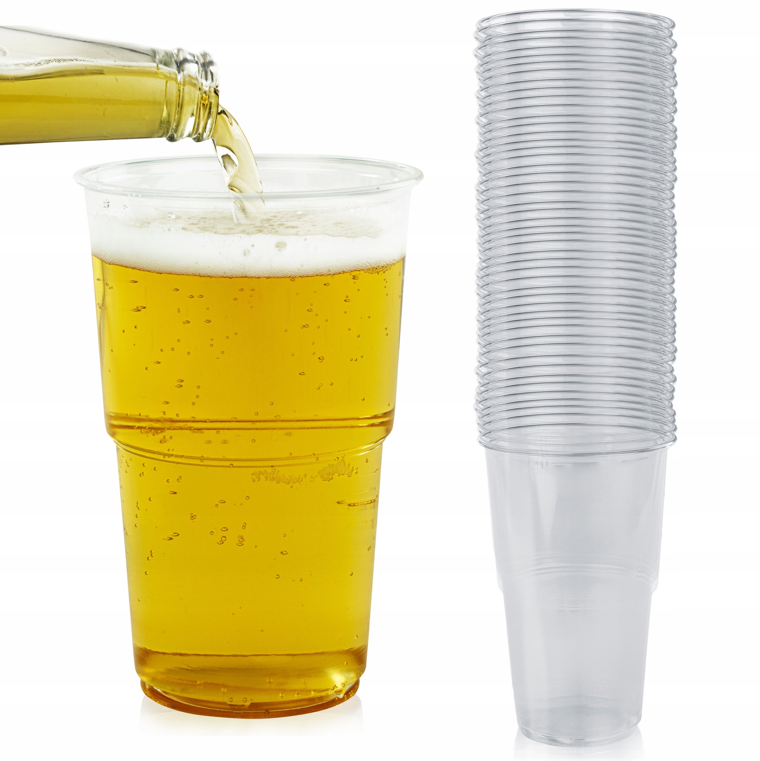 Pomp PET-Becher Mit Deckel – 473 Ml, 50 Stück, Perfekt Für Partys, Büro Oder Unterwegs
