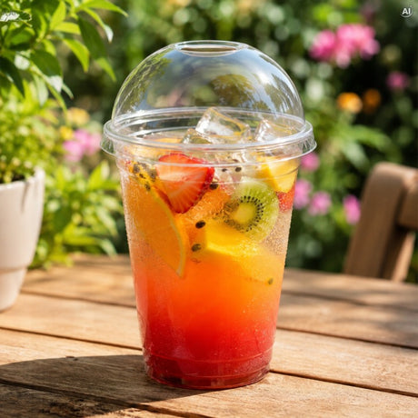 Kunststoffbecher mit Kuppeldeckel 500 ml