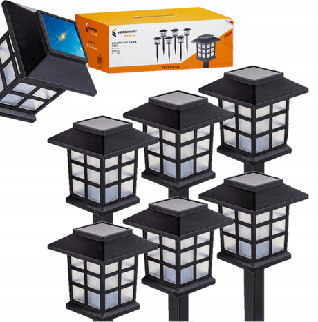 Solarbetriebene LED-Gartenlampen in Hausform, 6 Stück