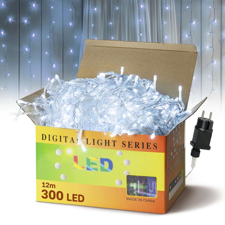 Lichtvorhang Lichterkette 300-500 LED Girlande 12m Cold Colour 300 LED