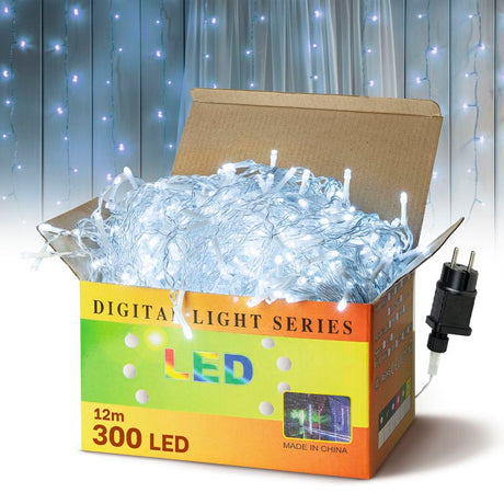 Lichtvorhang Lichterkette 300-500 LED Girlande 12m Cold Colour 300 LED