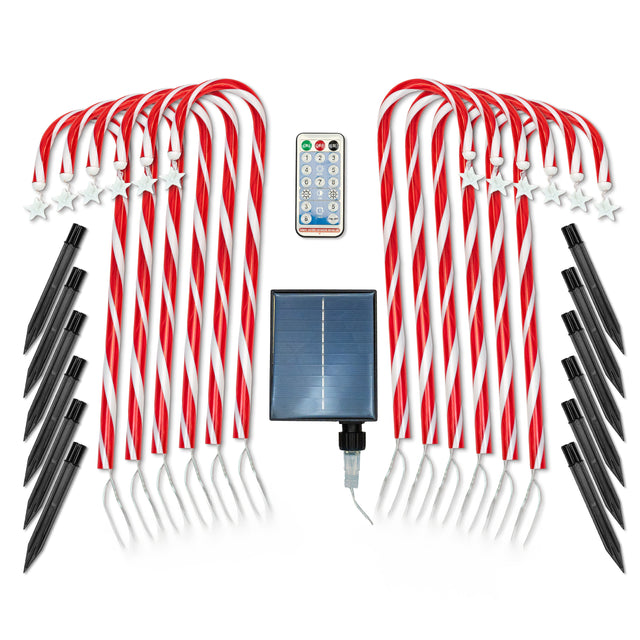 Solar Weihnachtsbeleuchtung Zuckerstangen LED 12er Set