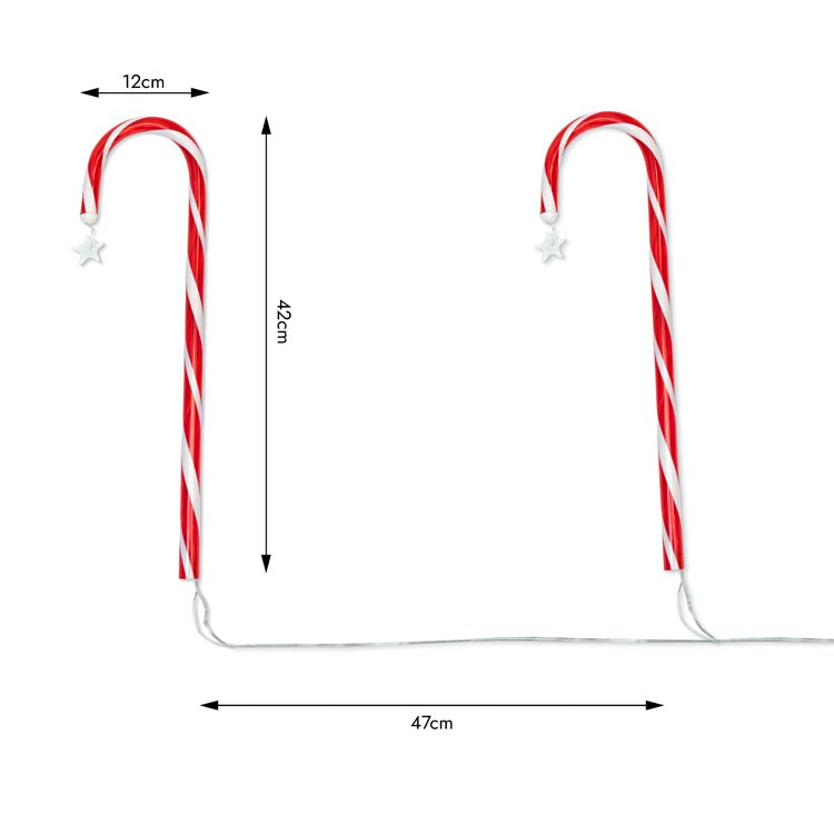 Weihnachts-LED-Zuckerstäbchen für Solarpanel - Set mit 12 Stück.