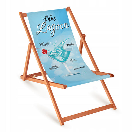 Holz-Liegestuhl Blue Lagoon mit orangefarbenem Gestell