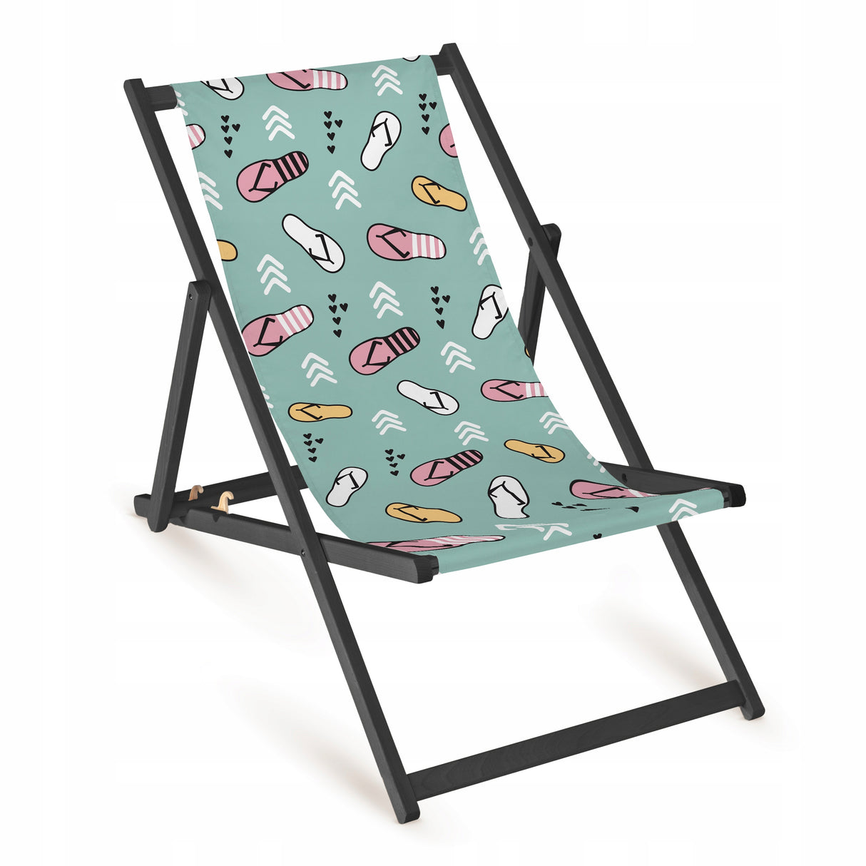 Holz-Liegestühle Design-Print mit schwarzem Gestell