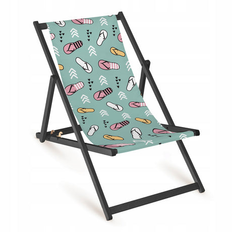 Holz-Liegestühle Design-Print mit schwarzem Gestell