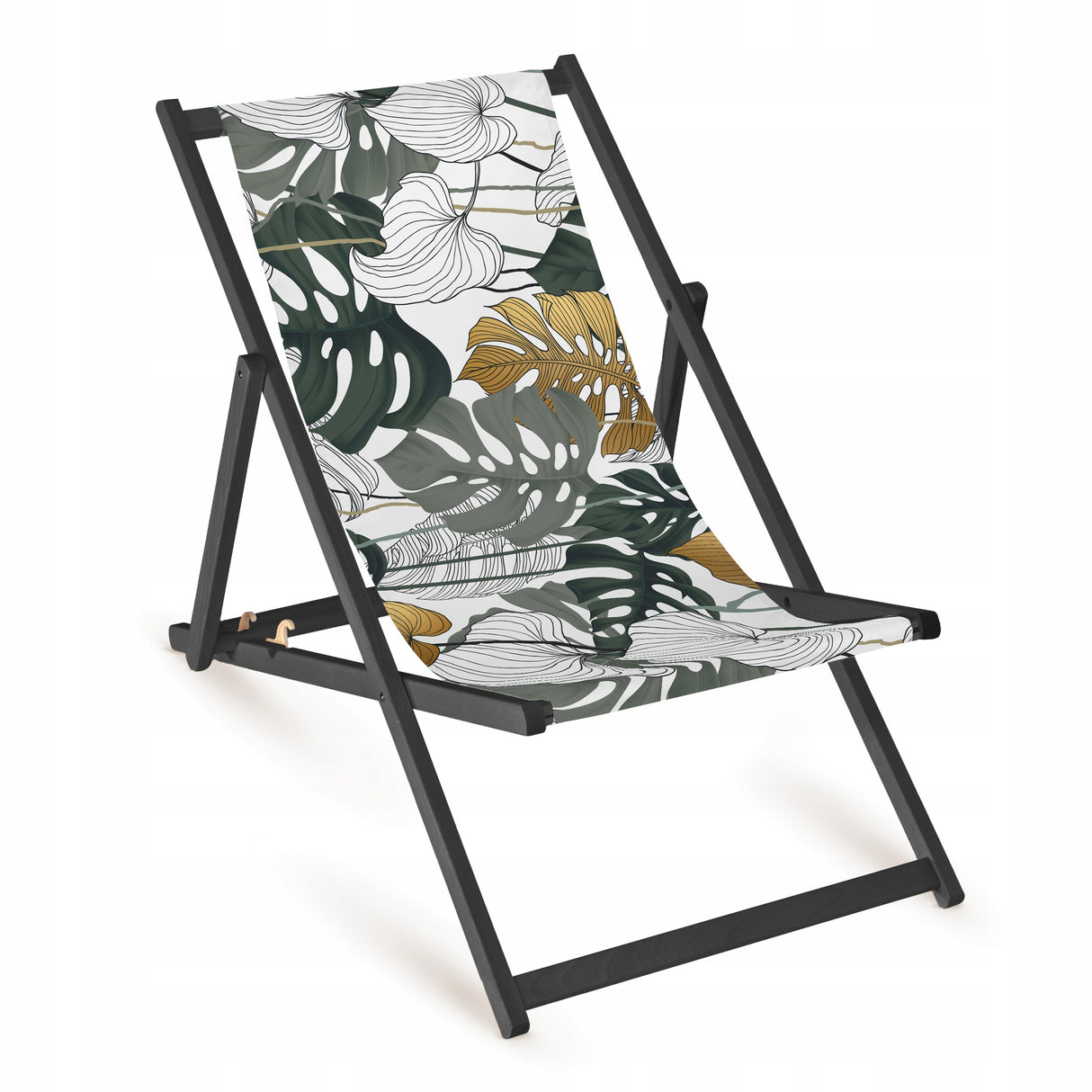 Holz-Liegestühle Fullprint-Edition mit schwarzem Gestell