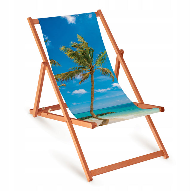 Holz-Liegestuhl Fullprint mit orangefarbenem Gestell – Premium Qualität