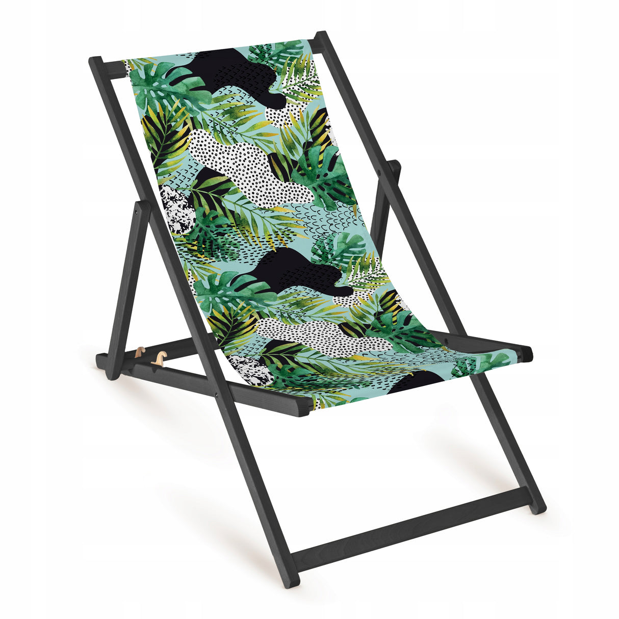 Holz-Liegestühle Fullprint-Edition mit schwarzem Gestell