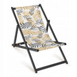 Holz-Liegestuhl Blättermuster Fullprint mit schwarzem Gestell