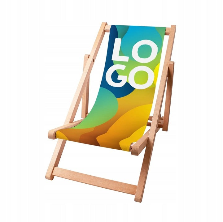 Kinder-Liegestuhl mit eigenem Logo / Aufdruck – Weiß lackiert