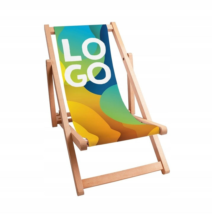 Kinder-Liegestuhl mit eigenem Logo / Aufdruck – Weiß lackiert