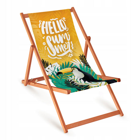 Holz-Liegestuhl Hello Summer Fullprint mit orangefarbenem Gestell