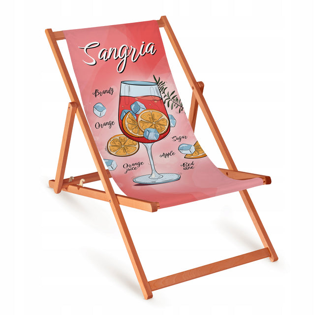 Holz-Liegestuhl Sangria mit orangefarbenem Gestell