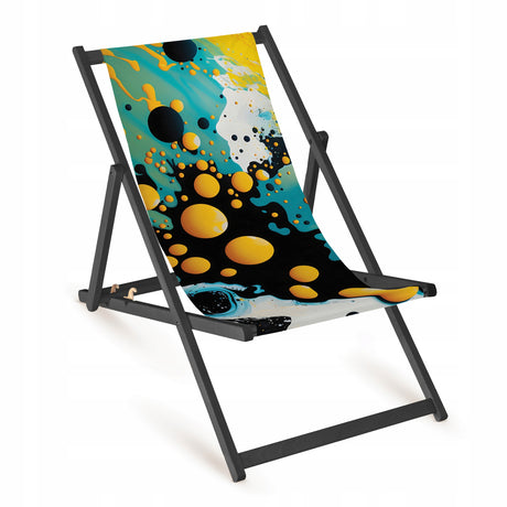 Holz-Liegestuhl Outdoor & Strand Edition Fullprint mit schwarzem Gestell