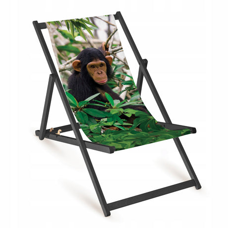 Holz-Liegestühle Affe Fullprint mit schwarzem Gestell