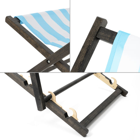 Holz-Liegestuhl Classic Design Fullprint mit schwarzem Gestell