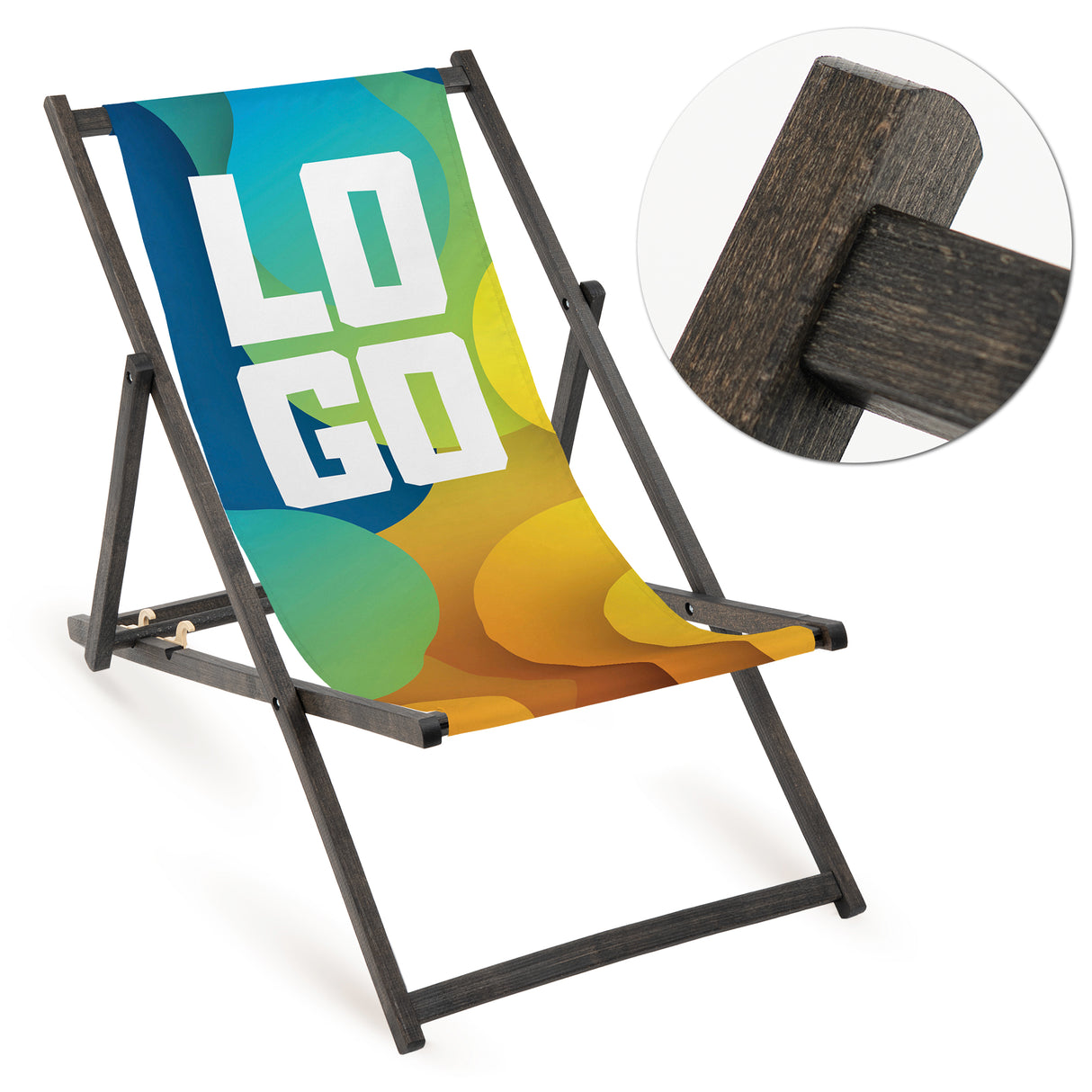 Holz-Liegestuhl mit eigenem Logo