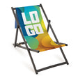 Holz-Liegestuhl mit eigenem Logo und Kopfkissen (Volant) Schwarz