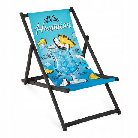 Holz-Liegestuhl BLUE HAWAIIAN - Schwarzes Gestell