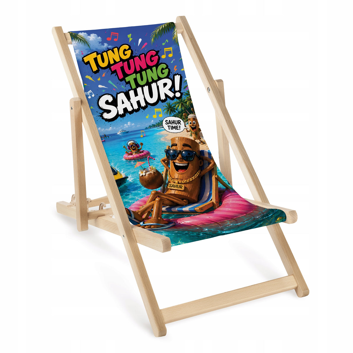 Kinder-Liegestuhl aus Holz Tung Tung Sahur