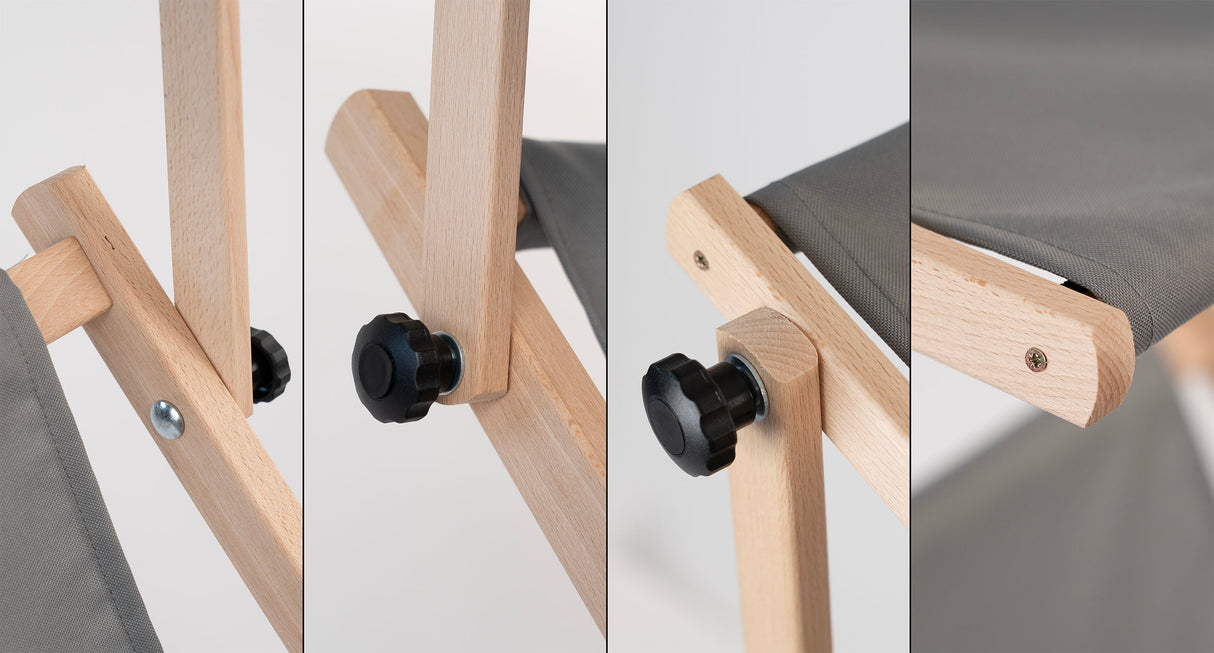 Werbeliegestuhl aus Holz mit Fußhocker FULLPRINT + Sonnendach