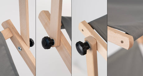 Werbeliegestuhl aus Holz mit Fußhocker FULLPRINT + Sonnendach
