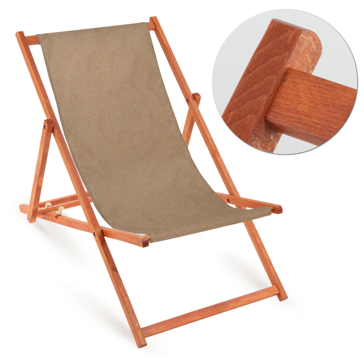 Holzliegestuhl LEN - orangefarbenem Gestell
