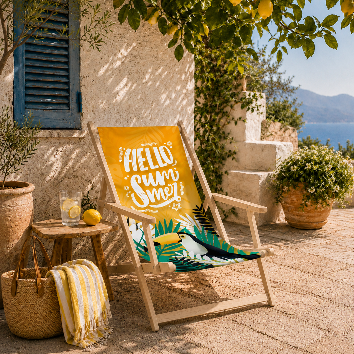 Liegestuhl mit Armlehnen Hello Summer