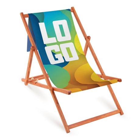 Holz-Liegestuhl mit eigenem Logo und Kopfkissen (Volant) Orange
