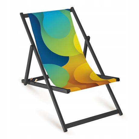 Holz-Liegestuhl Design Edition Fullprint mit schwarzem Gestell