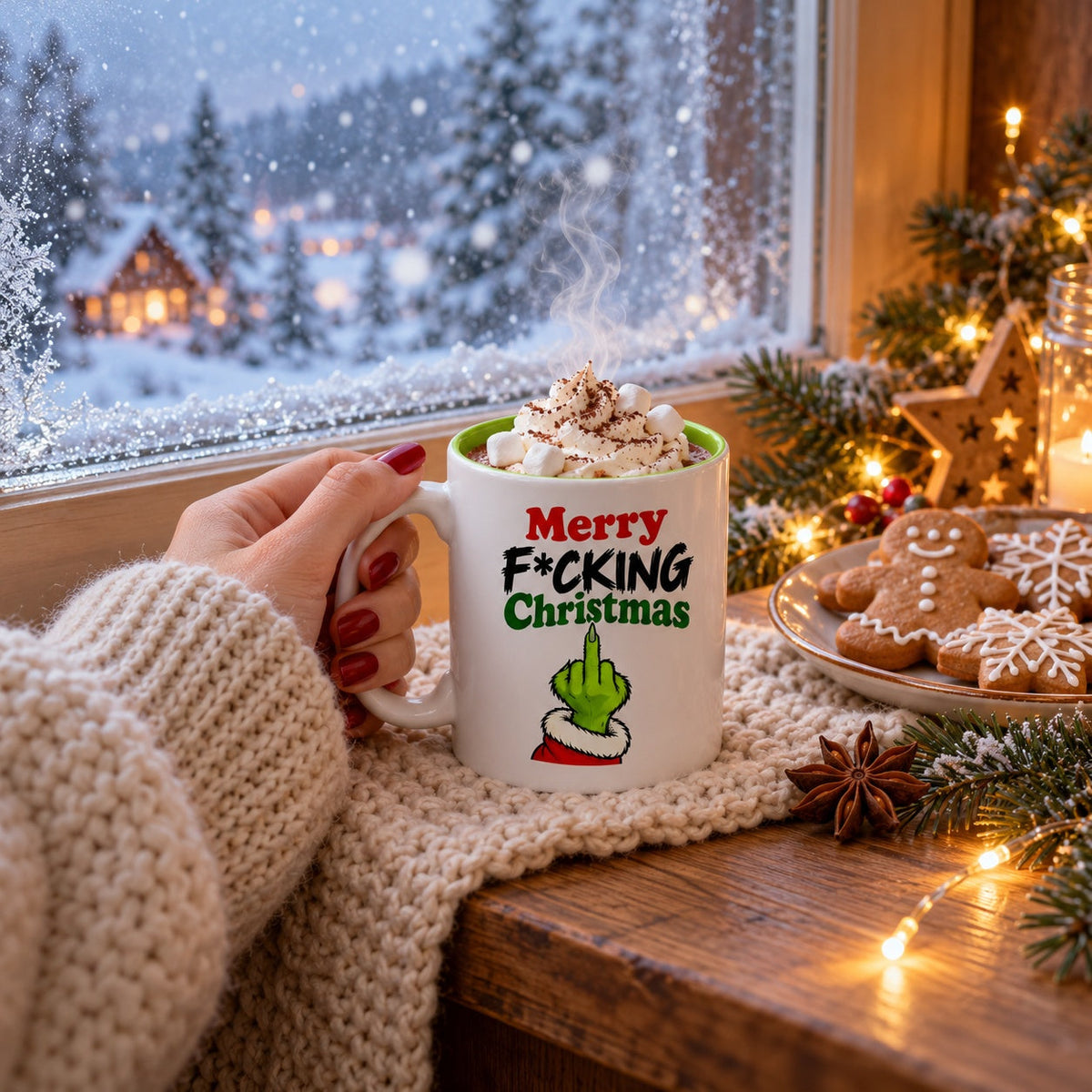 Weihnachtsbecher „Merry F*cking Christmas“  Grün