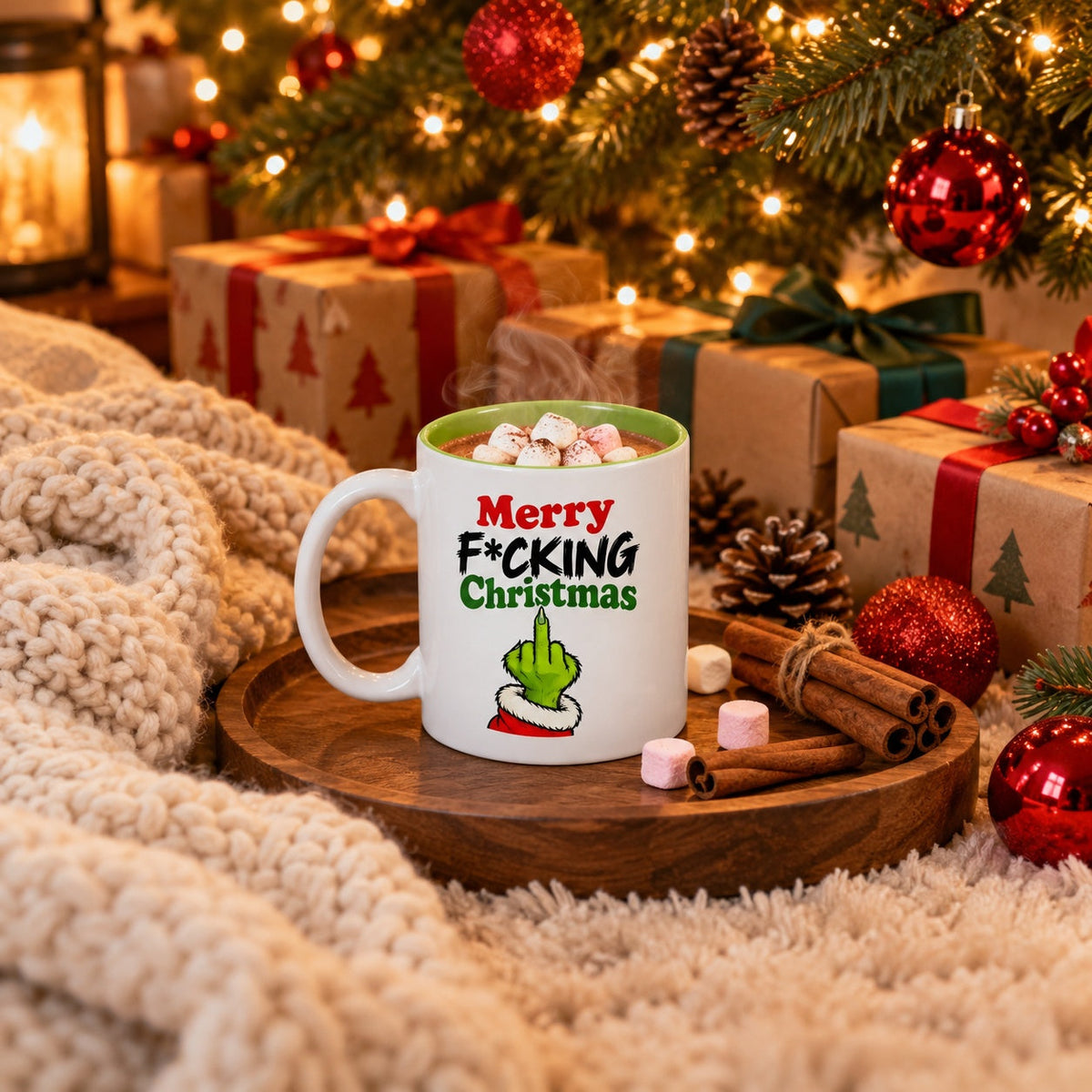 Weihnachtsbecher „Merry F*cking Christmas“  Grün