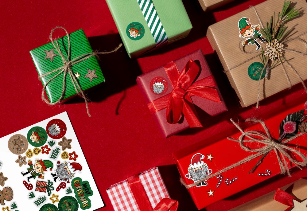 Weihnachtsdeko-Aufkleber ELFEN 10er Set.