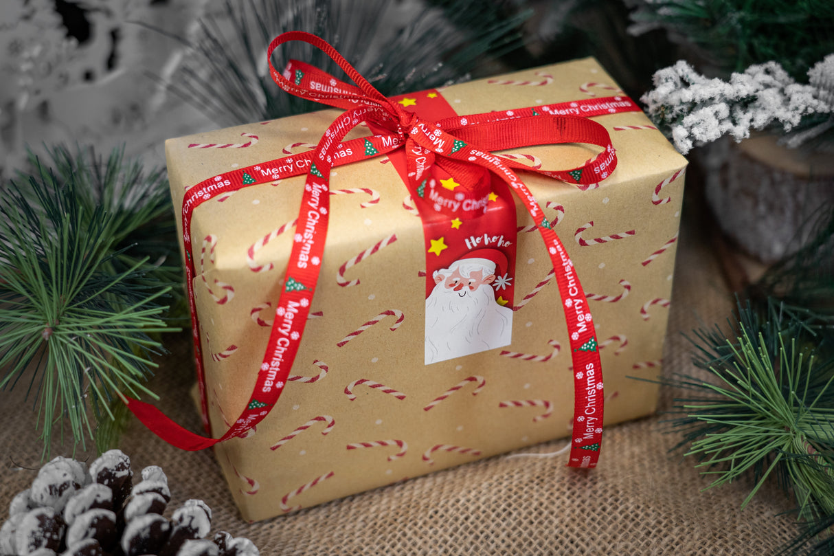 Große Weihnachtsaufkleber für Geschenke BLATT MIX