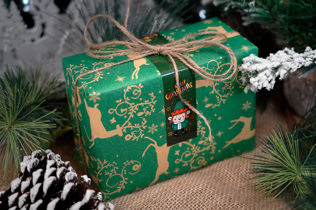 Große Weihnachtsaufkleber für Geschenke BLATT MIX