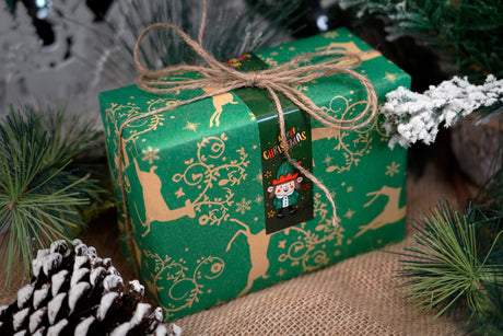 Große Weihnachtsaufkleber für Geschenke BLATT MIX