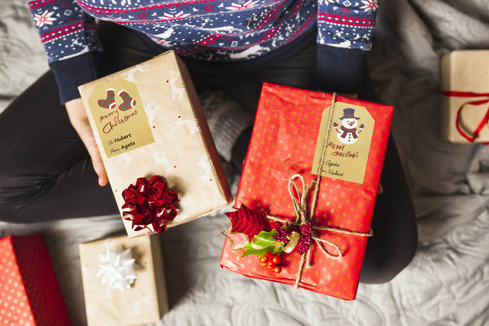 Weihnachtsgeschenkaufkleber - Tischkarten