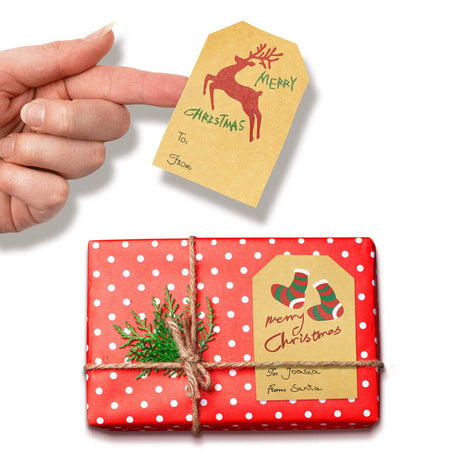 Weihnachtsgeschenkaufkleber - Tischkarten