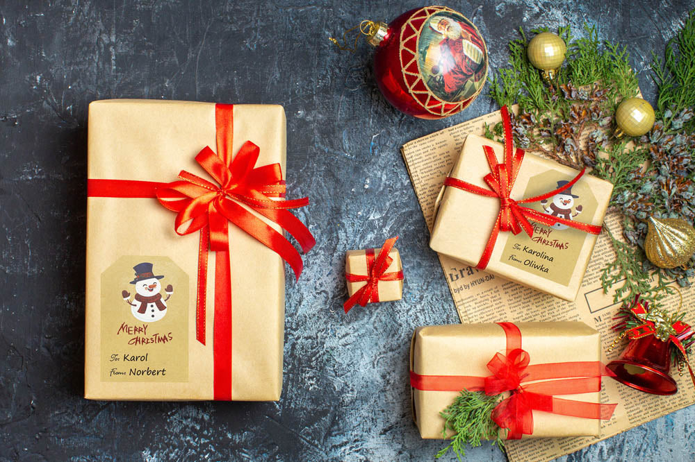 Weihnachtsgeschenkaufkleber - Tischkarten