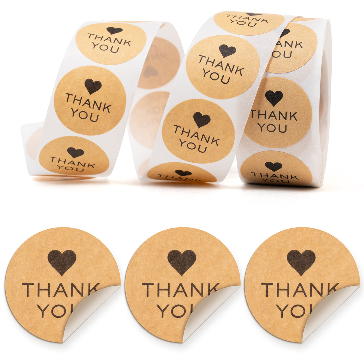 Dankeschön-Herz-Aufkleber Braun 500 Stück